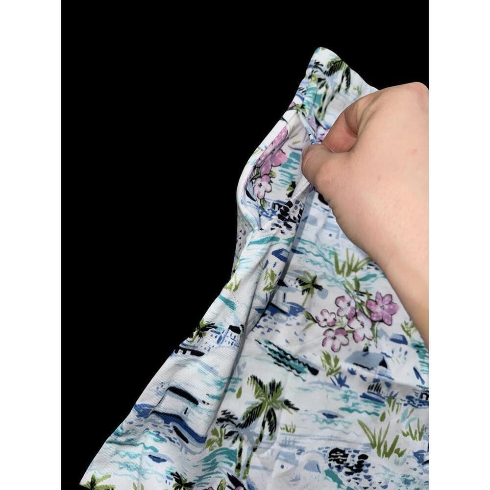 NWT J Jill Sz XSPTropical Toile Print Easy Knit Skirt Pockets Sea Palm Tree SOFT - Picture 5 of 6